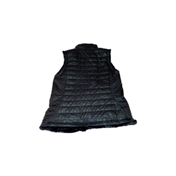 Black Reversible Puffer/Fluffy No Sleeve Jacket - Picture 4 of 4